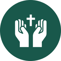 Worship symbol with hands and cross